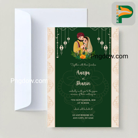 Elegant Wedding Invitation Card with Cute Indian Couple |  Premium Vector Design