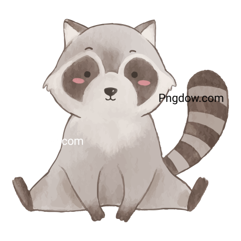 Raccoon   Watercolor cartoon character
