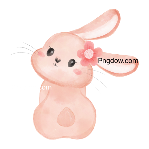 Cute Sweet pink Bunny rabbit watercolor cartoon free