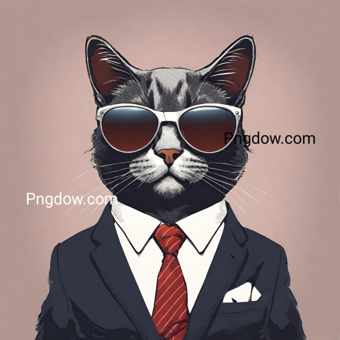 A cat wearing sunglasses and a suit with a tie (9)