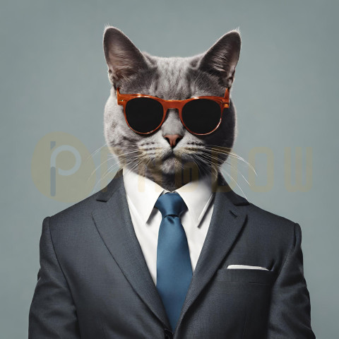 A cat wearing sunglasses and a suit with a tie (12)