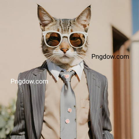 A cat wearing sunglasses and a suit with a tie (3)