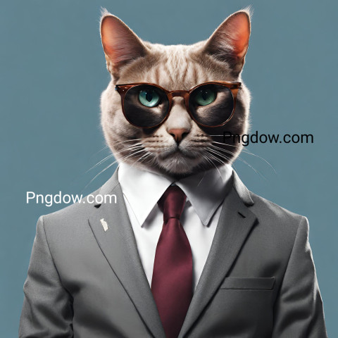 A cat wearing sunglasses and a suit with a tie (11)