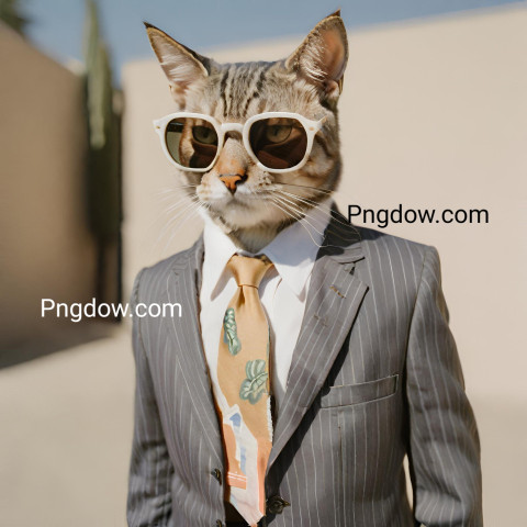 A cat wearing sunglasses and a suit with a tie (1)