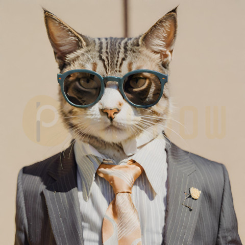 A cat wearing sunglasses and a suit with a tie (6)