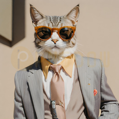 A cat wearing sunglasses and a suit with a tie (5)