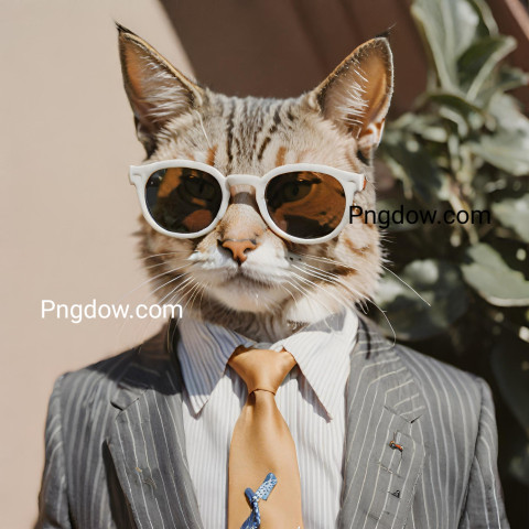 A cat wearing sunglasses and a suit with a tie (4)