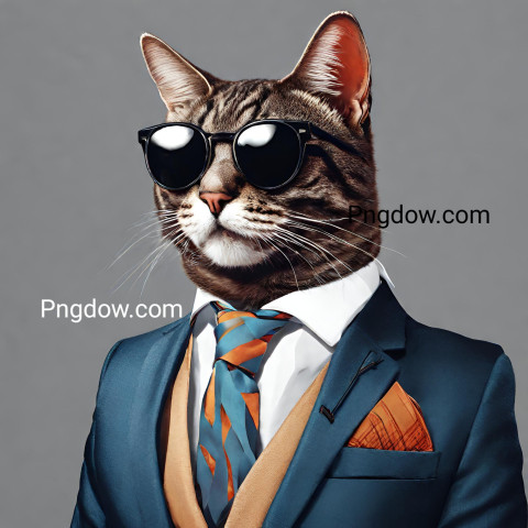 A cat wearing sunglasses and a suit with a tie (13)