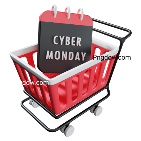 Cyber monday shopping 3d icon illustration