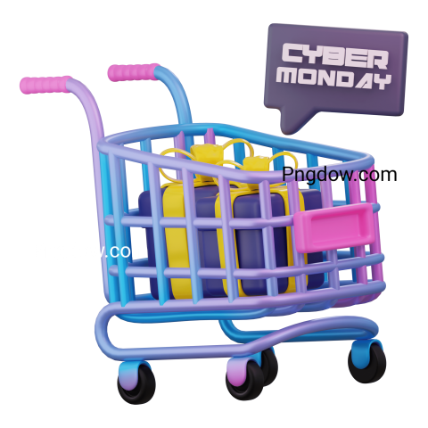 3D Cyber Monday Shopping Cart Icon