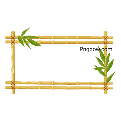 Bamboo Cartoon Frames  Steam Frame, Bamboo Stalks with Leaves, Asian Bamboo Sticks Wooden Borders Vector Illustration Icons Set