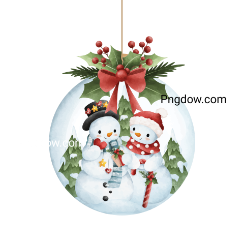 Christmas ball with snowman and christmas decoration, free