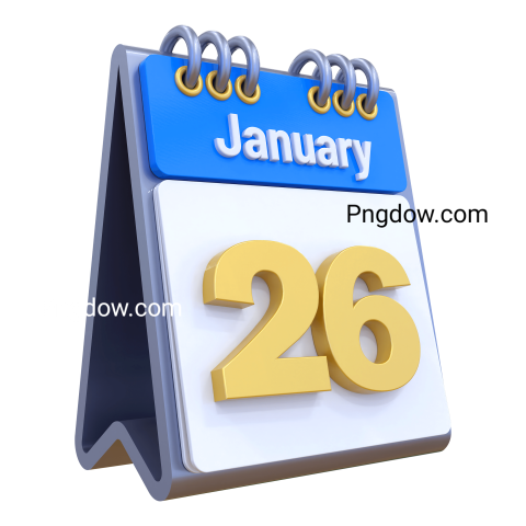 26 January Calendar 3D icon