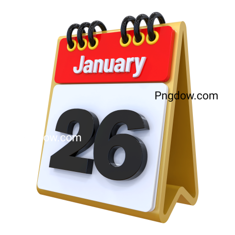 26 January Calendar 3D icon Png image