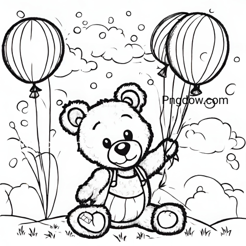 Get Your Free Teddy Bear and Balloons Coloring Page   Fun for All Ages!