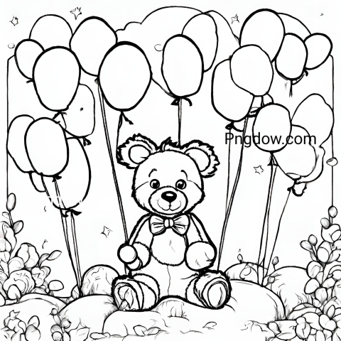 Discover a Fun and Free Teddy Bear and Balloons Coloring Page