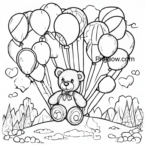 Download Free Teddy Bear and Balloons Coloring Page Fun for All Ages!