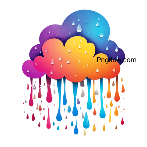Vibrant Colorful Rain Cloud Icon Image in PNG Format