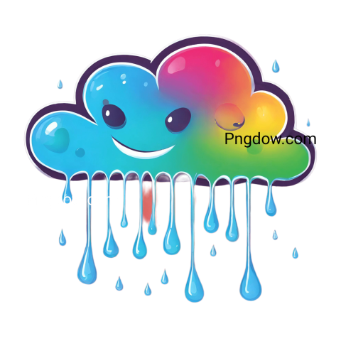 Free Download, Adorable shaped Clouds with Raindrops PNG   Cute and Whimsical