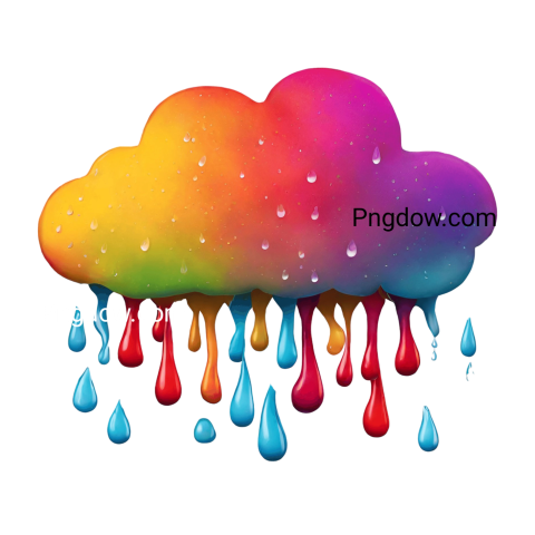 Vibrant Colorful Rain Cloud Icon Image   PNG Format