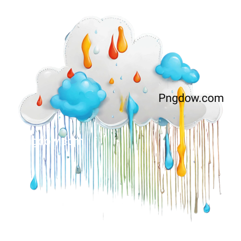 Vibrant Colorful Rain Cloud Icon Image in PNG Format for free