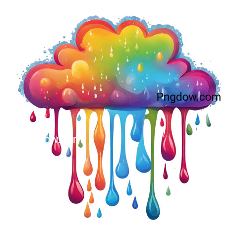 Vibrant and Transparent Rain Cloud Icon Image in PNG Format