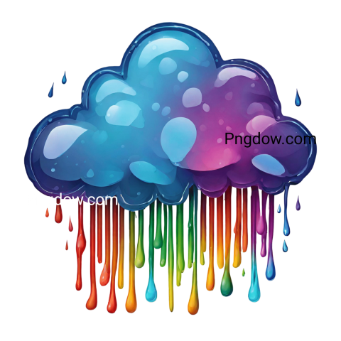 Vibrant and Eye catching Colorful Rain Cloud Icon Image in PNG Format free
