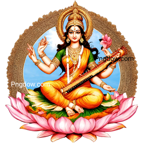 Saraswati PNG image with transparent background, edelweis