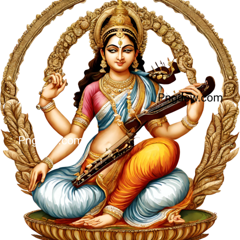 High Quality Saraswati PNG Image with Transparent Background