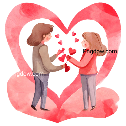 Romantic Valentines Day Couples Love Heart PNG   Transparent and High Quality