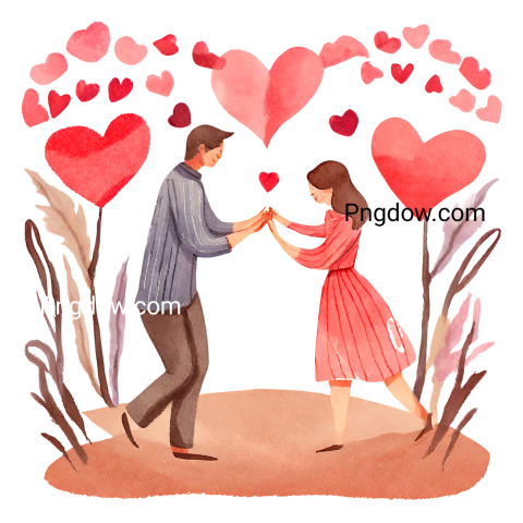 Romantic Valentine's Day Love Heart PNG Transparent Images for Couple
