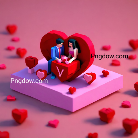 Get Free 3D Couples Love Heart Images for Valentine's Day
