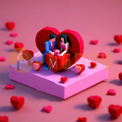 Get Free 3D Couples Love Heart Images for Valentine's Day