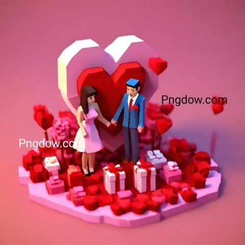 Download Free 3D Couples Love Heart Images for Valentine's Day