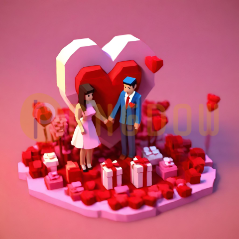 Download Free 3D Couples Love Heart Images for Valentine's Day