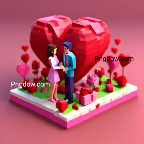 Get Free 3D Couples Love Heart Images for Valentines Day