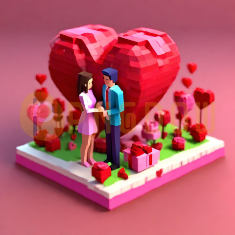 Get Free 3D Couples Love Heart Images for Valentines Day