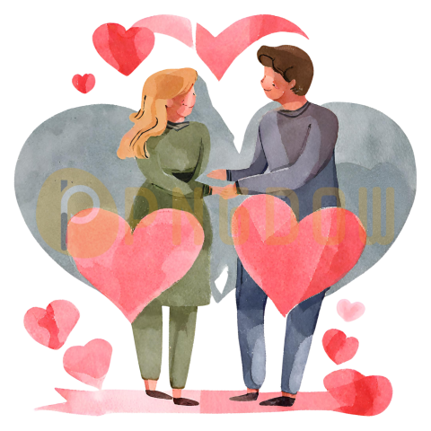 Romantic Valentine's Day Love Heart PNG, Transparent Images for Couples