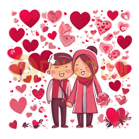 Celebrate Love with Transparent Valentine's Day Couples Heart PNG
