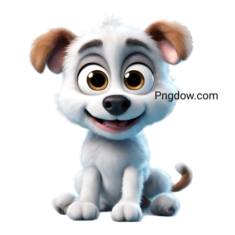 A happy, furry, A cute puppy with big eyes staring straight at your real 3D rendering, Pixar style, 32k, full body shot, transparent background (2)