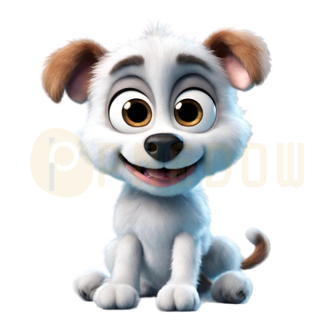 A happy, furry, A cute puppy with big eyes staring straight at your real 3D rendering, Pixar style, 32k, full body shot, transparent background (2)