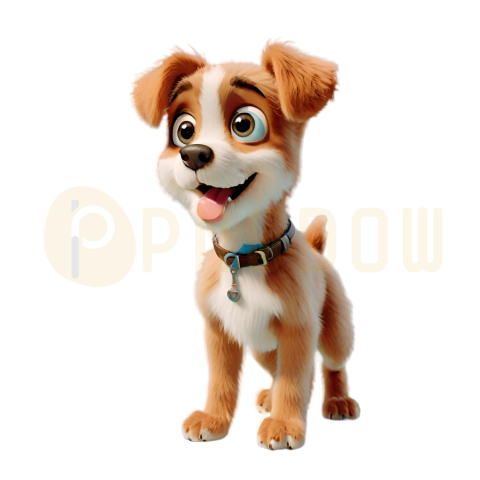 A happy, furry, A cute puppy with big eyes staring straight at your real 3D rendering, Pixar style, 32k, full body shot, transparent background (3)