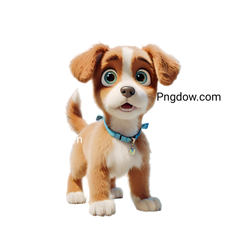 A happy, furry, A cute puppy with big eyes staring straight at your real 3D rendering, Pixar style, 32k, full body shot, transparent background (4)