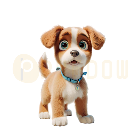 A happy, furry, A cute puppy with big eyes staring straight at your real 3D rendering, Pixar style, 32k, full body shot, transparent background (4)