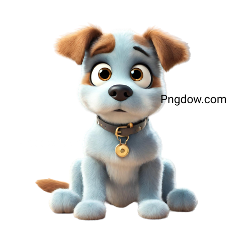 A happy, furry, A cute puppy with big eyes staring straight at your real 3D rendering, Pixar style, 32k, full body shot, transparent background (5)