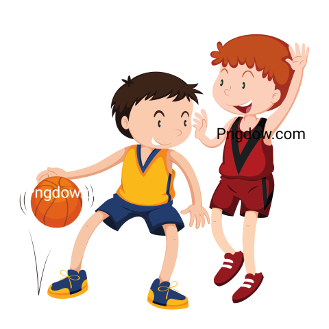 Two Boys Playing Basketball transparent background