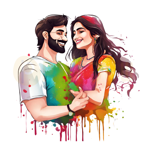 Indian Festival Holi Colors, Holi PNG, holy couple PNG image (4)