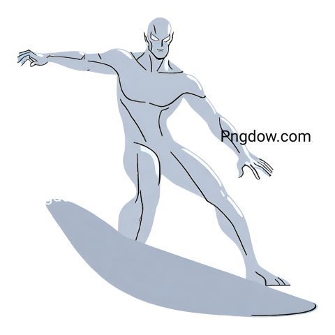 Riding the Cosmic Waves: Stunning Silver Surfer PNG Artwork