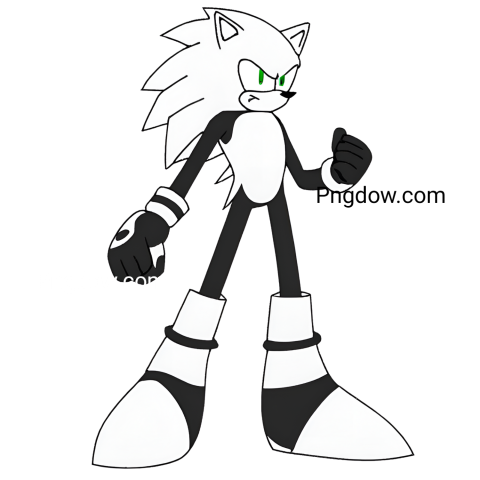 black white Sonic PNG