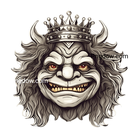 clown with a crown on his head, depicted in a troll face png image